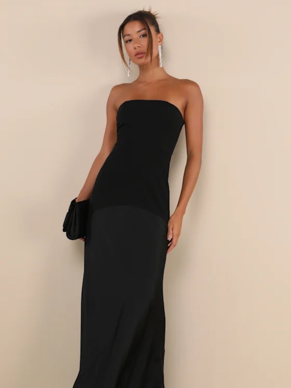 Lulus Compelling Style Black Strapless A-Line Maxi Dress Size XS